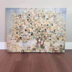 40x30 Large Colorful Textured Tree Canvas Wall Artwork Wall Art Wall Decor