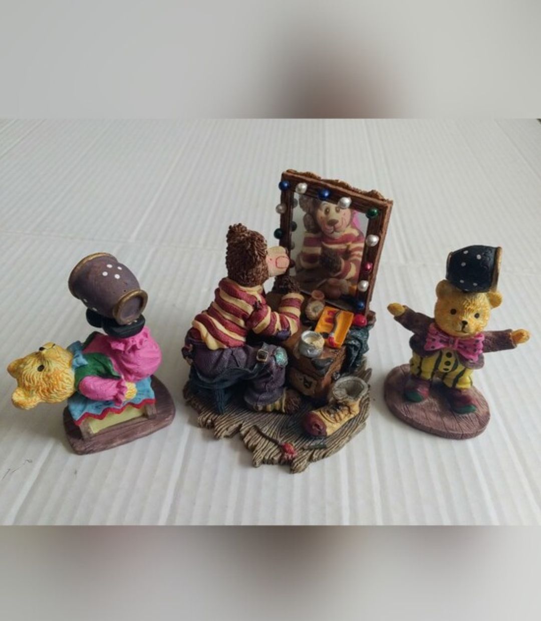 Boyds Clown Bear And Two Circus Balancing Bears - Ceramic Collectible Set Of 3