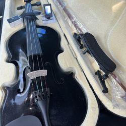 Nice Black 4/4 Violin with New Bow, Digital Tuner, Shoulder Rest, Extra Strings $95 Firm