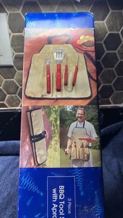 Dad’s three-piece barbecue tool set with apron new