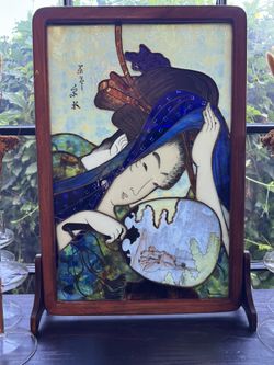 Japanese Geisha Custom Stained Glass -Signed