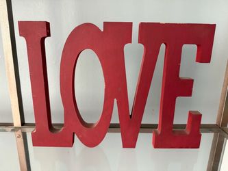Wooden red LOVE sign