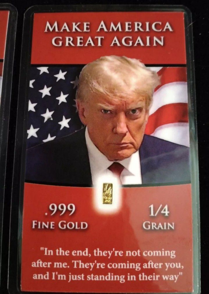 (10x) Donald Trump Official Mugshot  MAGA .999 GOLD Bar Cards