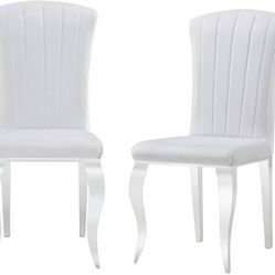 Dining Chairs Set of 2,Modern Dining Room Chairs, Dining Chairs withTufted Wing Back & Elegant Gold/Silver Mirrored Stainless Steel Legs,Leat