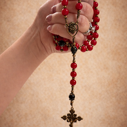 Red Glass & Rainbow Obsidian Rosary