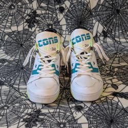Converse CONS ERX-260 Leather High Tops – White/Teal/Lime/Purple – Kids 6.5 / Women’s 8