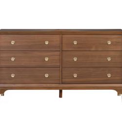 Forma Mid Century Walnut 6-Drawer 62 in. Wide Dresser