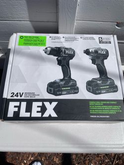 FLEX 24V ( 2 ) Tool Combo Impact / Drill , Batteries, Charger & Bag