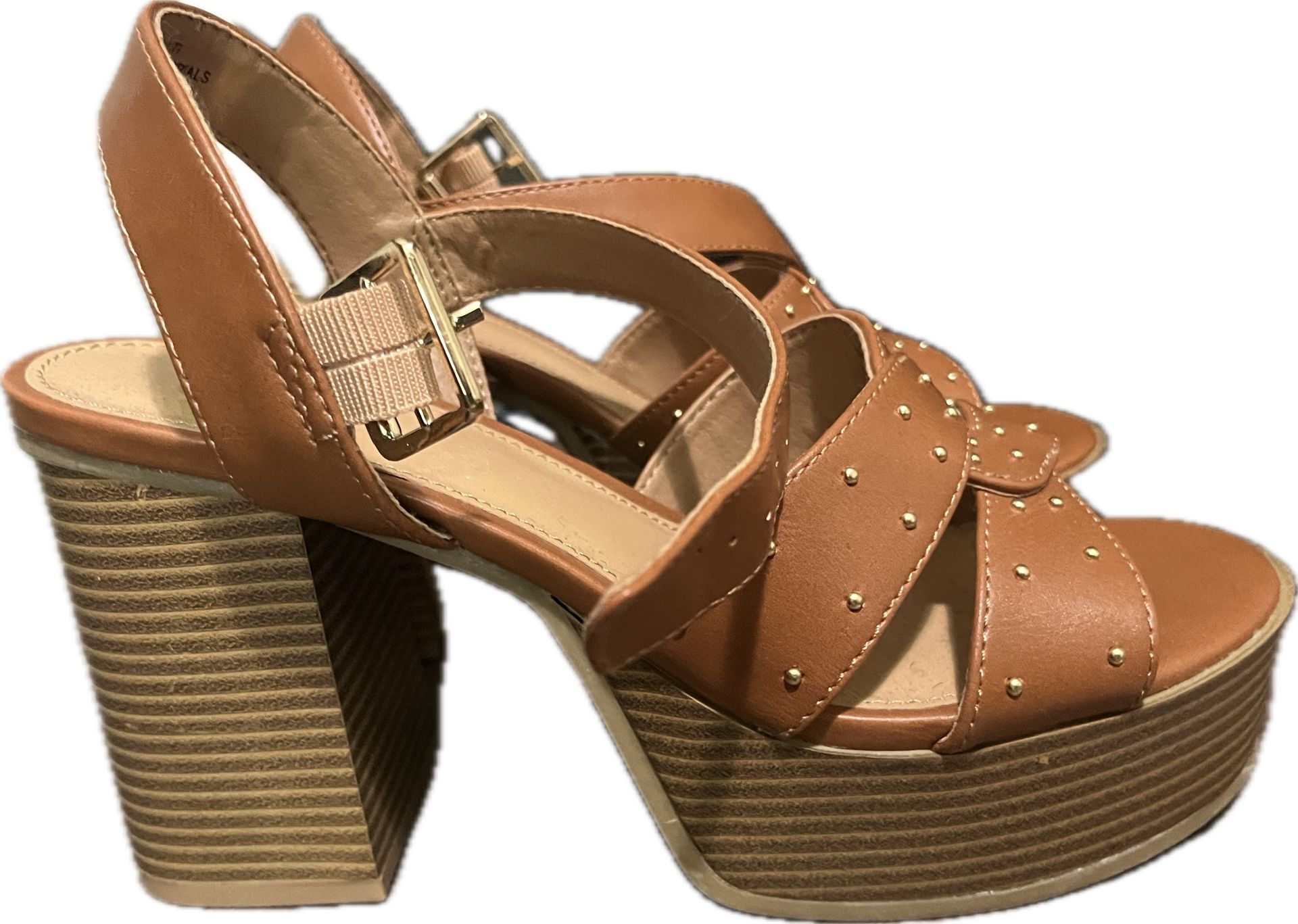 Chunky Ankle Strap Platform Heeled Sandals By report Size 7.5