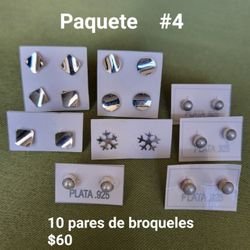 Especial De Broqueles De PLATA.925 Son 12 Piezas, Precio Fijo.