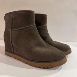 Ugg Classic Femme Mini Wedge Bootie Slate Suede Size 10 