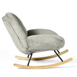 Homy Casa Lithops Corduroy Rocking Chair Modern Fabric Accent Chair in Grey