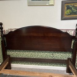 Solid Dark Wood Bed Frame 