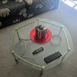 💲Brass & Glass Coffee Table & 2 End Table Set 