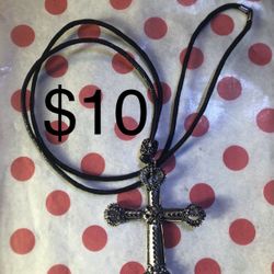 Queen cross Necklace Pendant Royalty Crown Christian Faith Goth