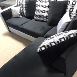 Living room Black And Grey Sectional