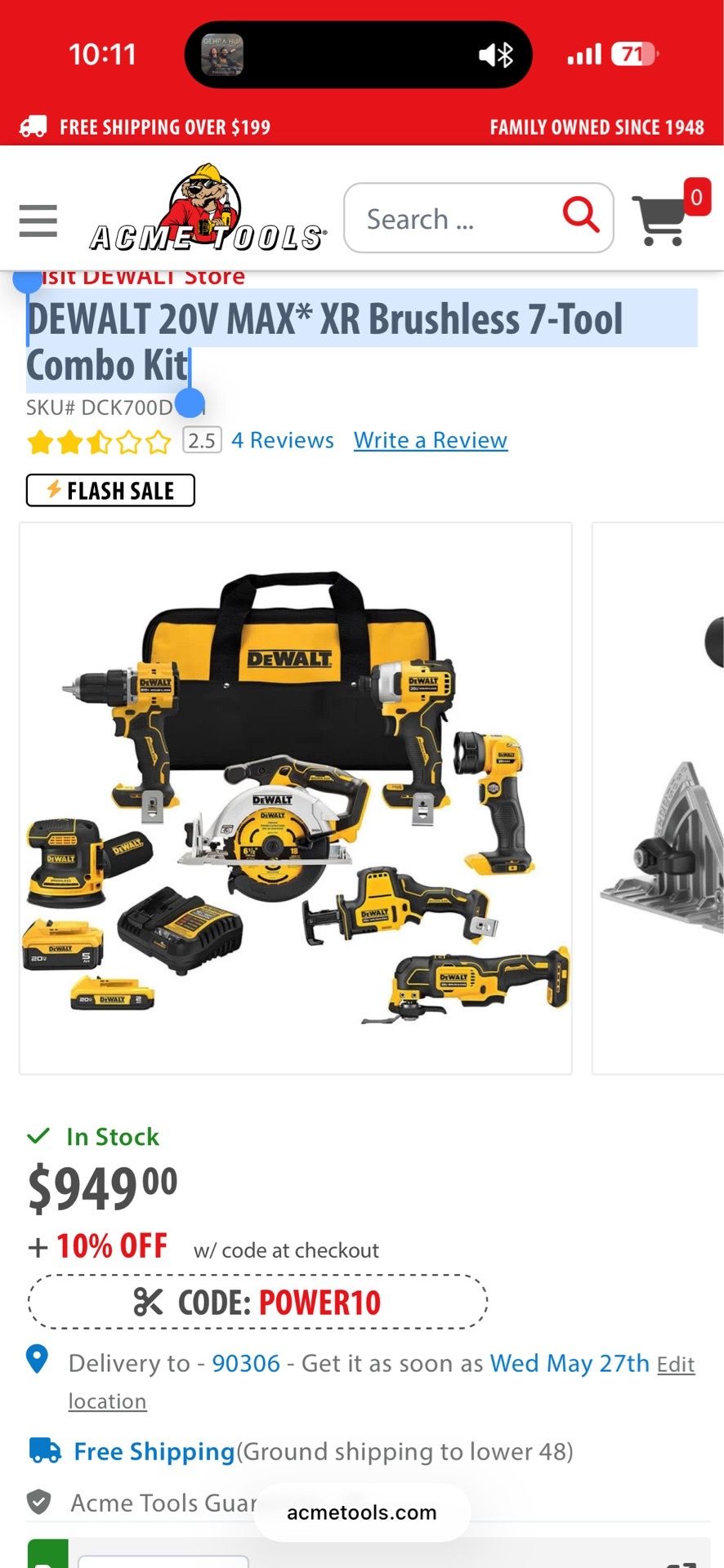 DEWALT 20V MAX* XR Brushless 7-Tool Combo Kit
