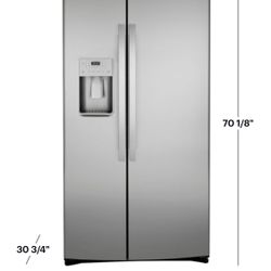 ❄️ NEW GE - 21.8 Cu. Ft. Side-by-Side Counter-Depth Refrigerator - Stainless Steel Model GZS22IYNFS