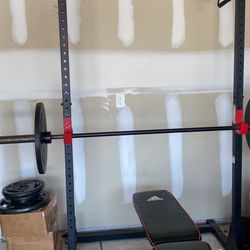 Squat Rack And bench Press With Weight