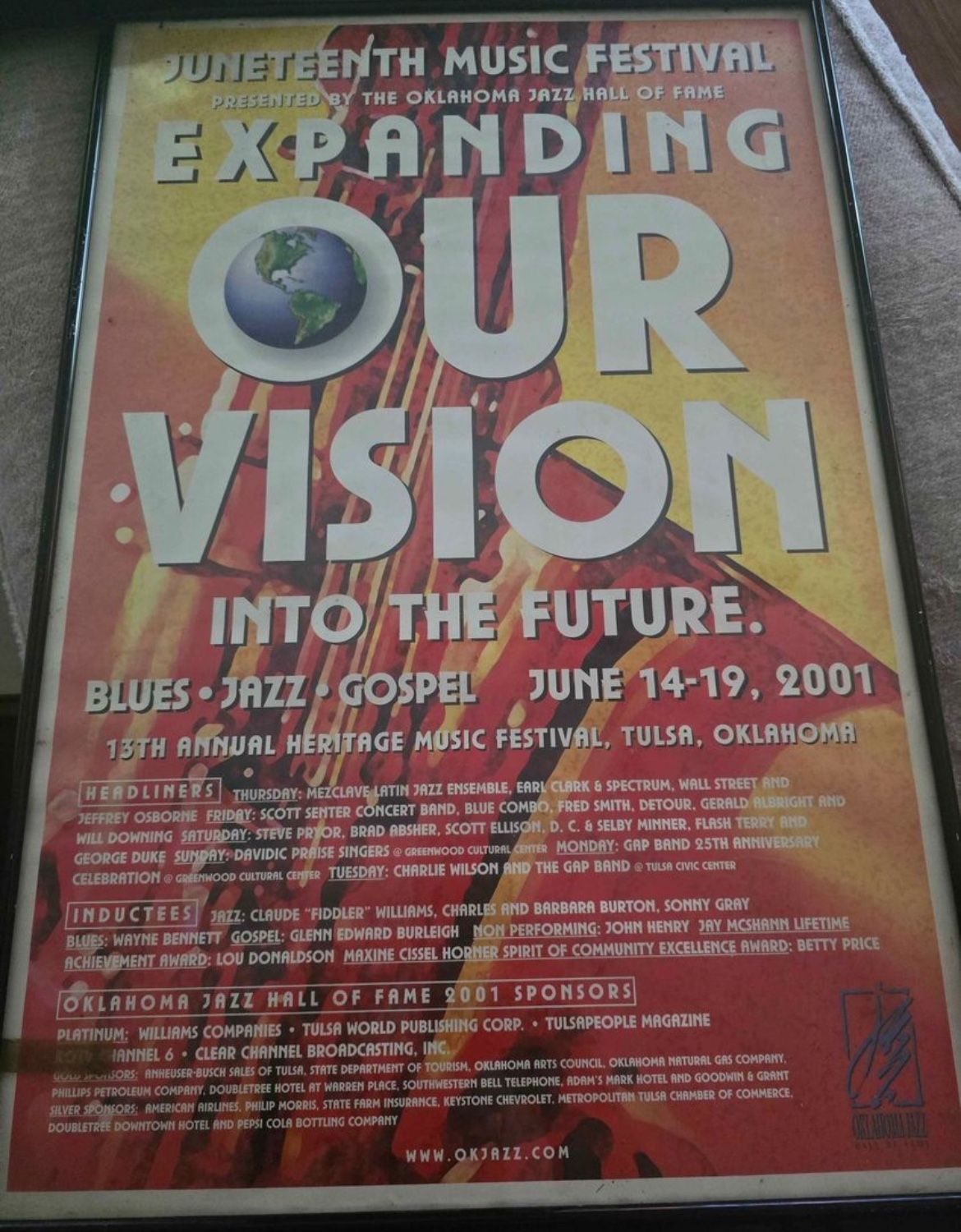 A2001 Juneteenth Heritage Festival poster from Oklahoma Jazz hall of fame.