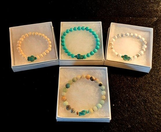 *Natural stone stretch sea Turtle bracelets available in 4 colors!