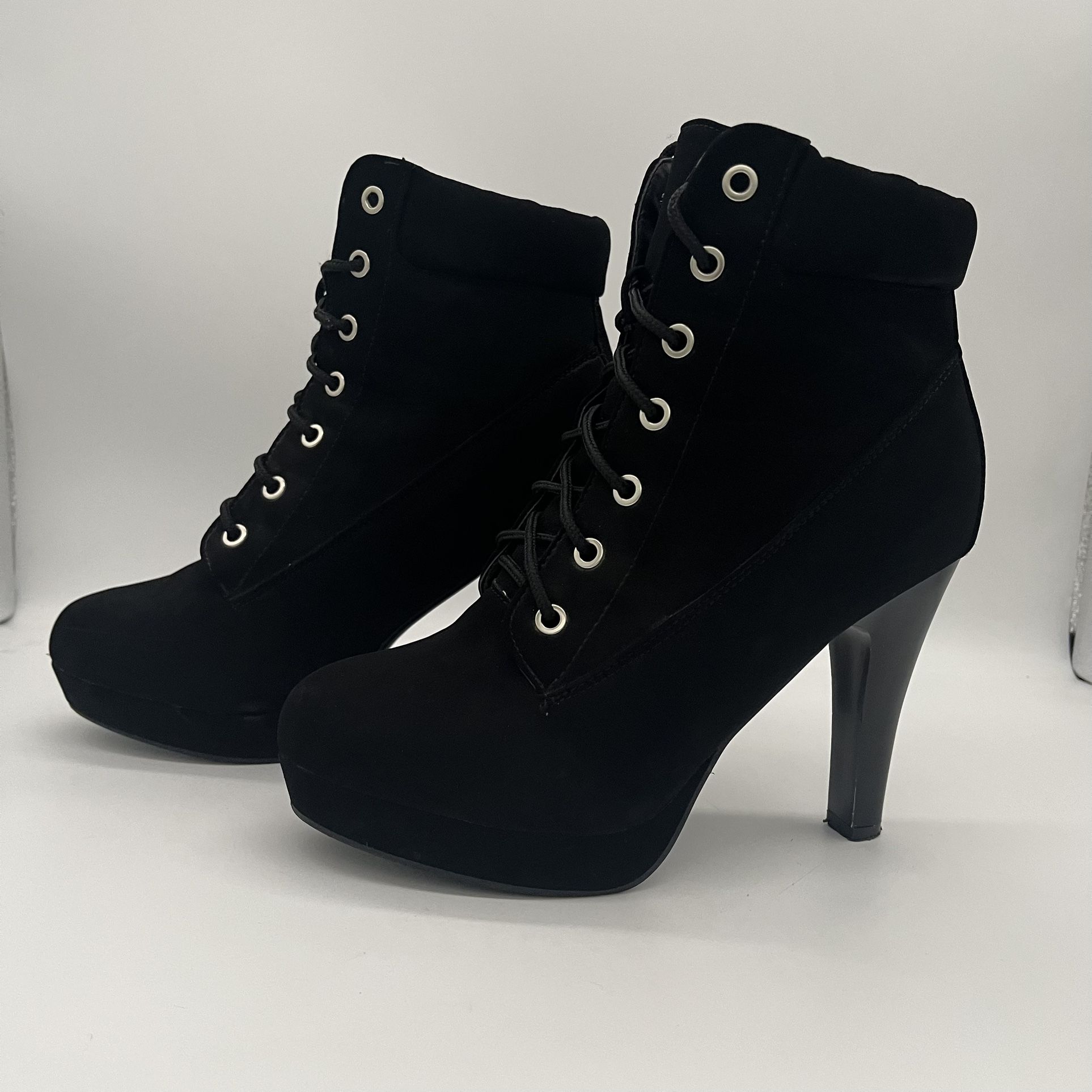 Top Moda Lace Up Platform Chunky High Heel Ankle Booties
