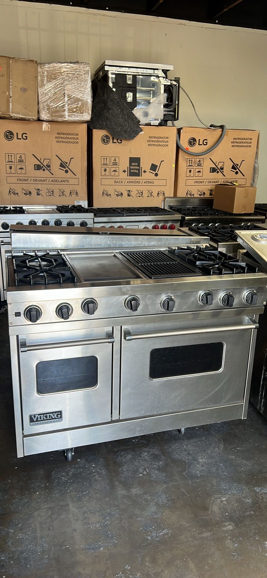 Viking 48”Wide Gas Range Stove Stainless Steel With Grill And Griddle