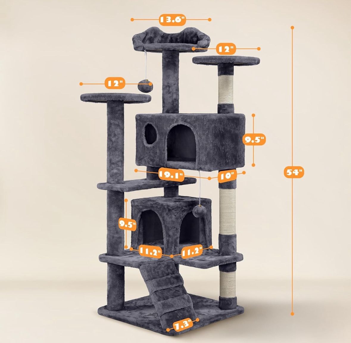 Yaheetech 54 Inch Cat Tree ( “The furniture is not assembled yet; it is still in separate pieces.”)