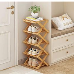 Shoe Rack, Bamboo Foldable Shoes Organizer Free Standing Shelf for Entryway, Closet, Bedroom, Hallway, | Natural | Functional | Multifunctional Shoe R