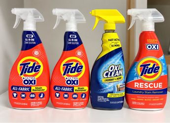Tide Ultra Oxi + OxiClean Stain Remover Spray – 4 Piece Bundle NEW