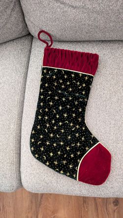 Velvet Christmas Stocking Stars and Moons