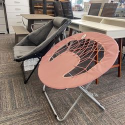 Folding chair 32'' Metal Construction Portable Teen Folding Chair Bungee Chair, Pink, New