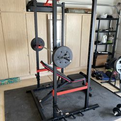 Sunny health and fitness squat rack with lap pull down