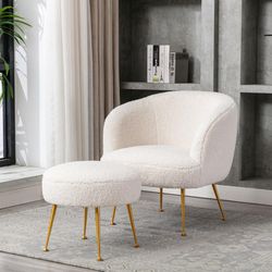 New! White Accent Chair and Ottoman *FREE SAME-DAY DELIVERY*