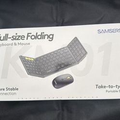 Foldable Bluetooth Keyboard and Mouse, Folding Keyboard Mouse Combo 2.4G+Dual BT