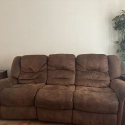 Brown Reclining Couch AND Reclining Love Seat 