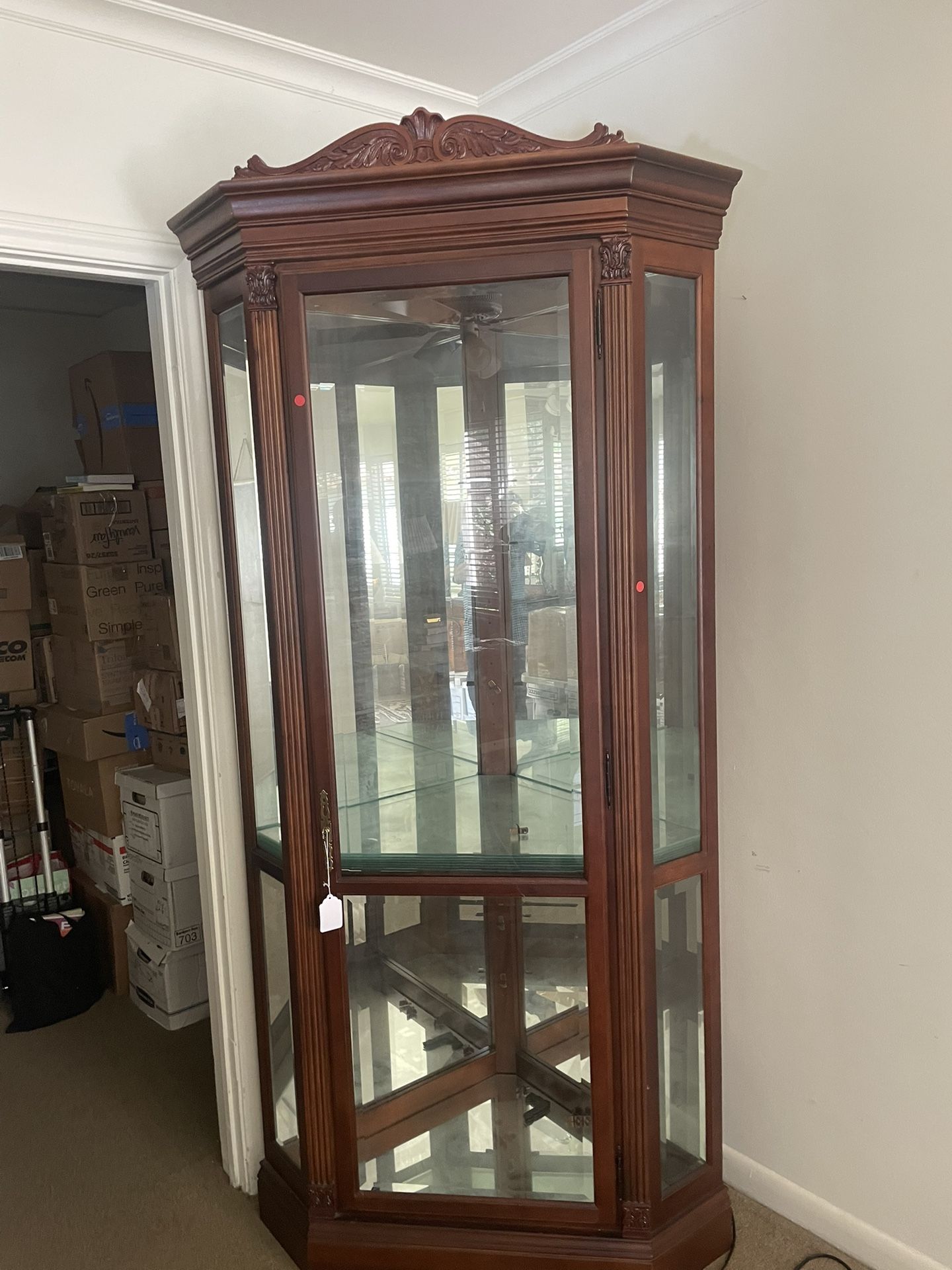 Large Lighted Glass Shelf Display Cabinet Was $60 Now $50