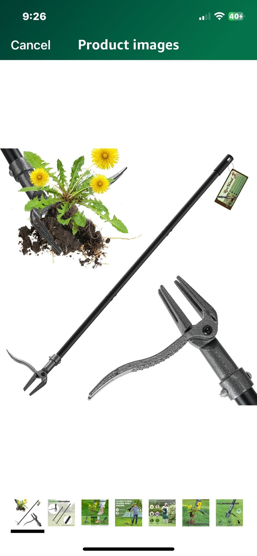 Weed Puller, Stand Up Weed Puller Tool with Steel Long Handle & 4-Claw Steel Head, 46" Adjustable Ha