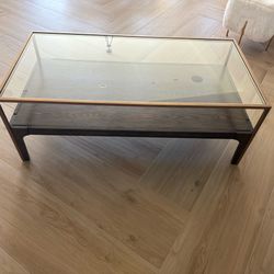Glass top - with gold and wood frame
