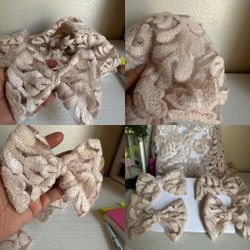 New hair bows girl bows, beautiful nude Color  sequined  fabric, handmade, Bundle Of 4 $19.00 or $6.00 each One 