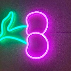 1PC Cherry LED Neon Sign USB & Battery Powered Wall Neon Signs For Bedroom Home Wedding Party Decoration Unique Home Gift