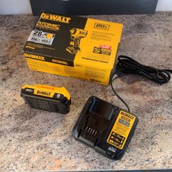 DEWALT ATOMIC 20-Volt MAX Cordless Brushless 3/8 in. Impact Wrench Battery And Charger $200 All New 
