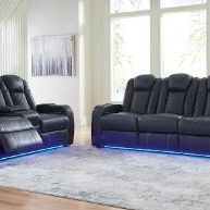 Brand New Black Leather Two Piece Reclining Set All Seats Recline!