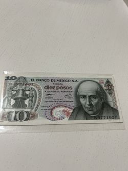 $ 10 Pesos ((1977)) Hidalgo Nuevos UNC
