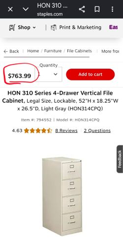 Verticle file cabinet, legal size in perfect condition- have two