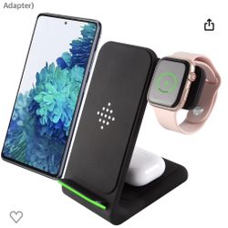 3-IN-1 Fast Wireless Charging Station Black (Rotating & Foldable)