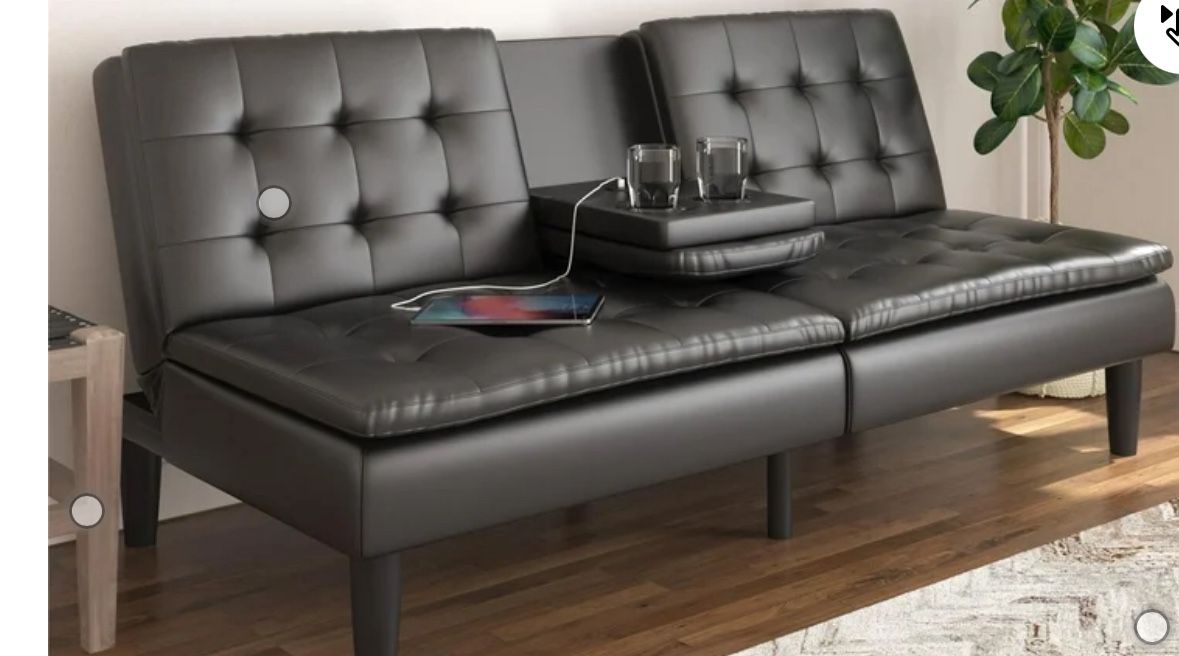 Memory Foam Futon With Cupholder And USB