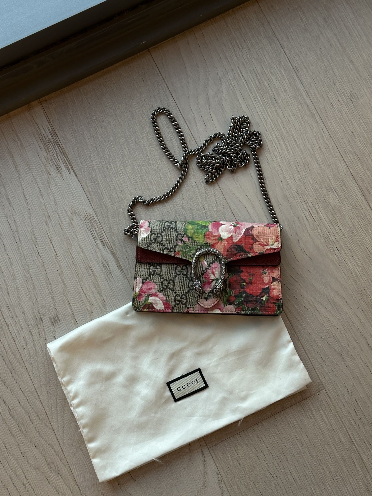 Gucci Dionysus Super Mini Bag in GG Supreme Canvas with Blooms Print