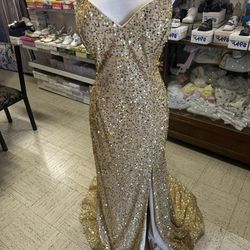 Gold Sequin Formal Dress