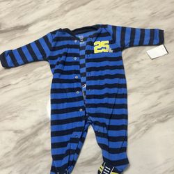 Just One You Carter's Baby Boy Footie Pajamas #25 Jersey Stripe Blue 6M